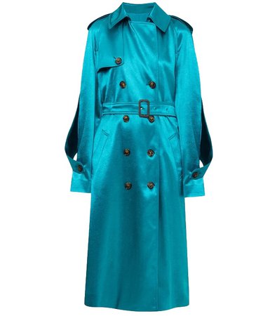 ALEXANDRE VAUTHIER TURQUOISE DOUBLE BREASTED TRENCH COAT