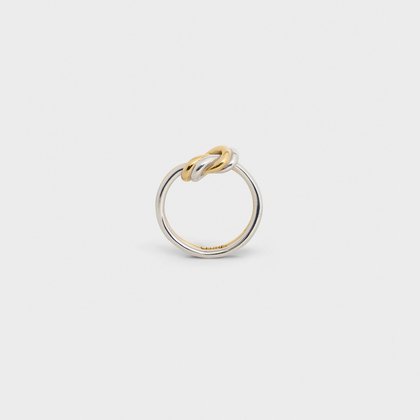 Knot Double Ring in Brass with Gold and Rhodium finish - Silver colour|Gold colour - 46P456BIG.35GS | CELINE
