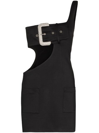 Shop AREA crystal-buckle cut-out mini dress with Express Delivery - FARFETCH
