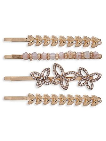 Lonna & Lilly Tower Goldtone, Crystal & Beaded 4-Piece Bobby Pin Set | TheBay