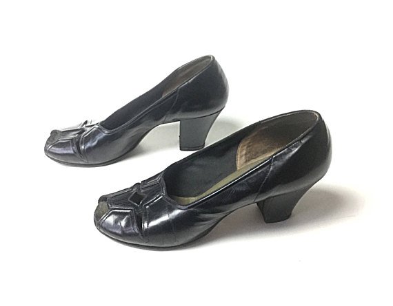 1940s shoes 40s shoes black shoes 1940s heels 40s heels black heels Black pumps vintage 1940s shoes, vintage 40s shoes, women's shoes