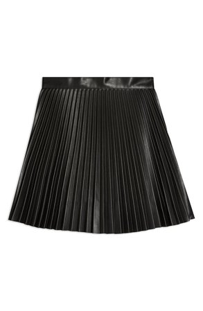 Topshop Pleated Faux Leather Miniskirt black