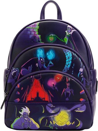 Amazon.com: Loungefly Disney Villains Triple Pocket Glow in the Dark Womens Double Strap Shoulder Bag Purse : Clothing, Shoes & Jewelry
