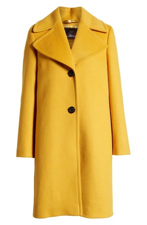 Sam Edelman Single Breasted Wool Blend Coat (Regular & Petite) yellow