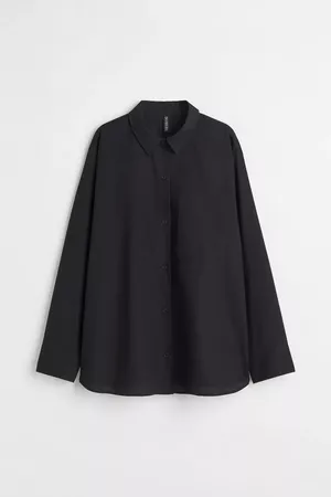 Oversized Poplin Shirt - Black - Ladies | H&M US