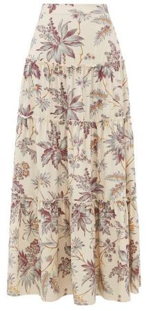 Sir - Avery Floral Print Tiered Silk Maxi Skirt - Womens - Multi