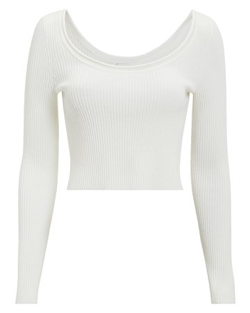 White Ribbed Crop Top | INTERMIX®