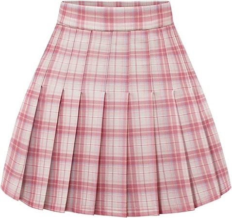 Amazon.com: Women’s Pleated Skirt Plaid Skirt High Waist Uniform School Skirts Skater Tennis Skirt with Stretchy Band Pink White Plaid XXL : Clothing, Shoes & Jewelry