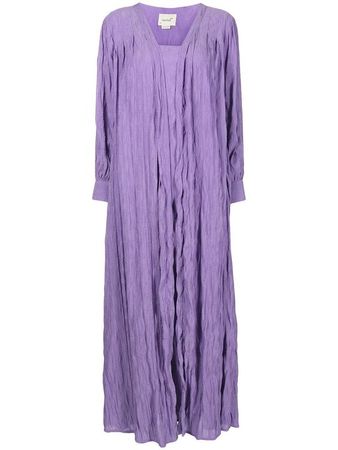 Bambah pleated long-sleeved dress - Purple