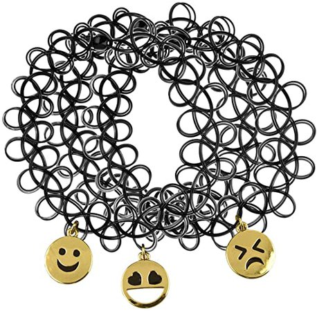 Amazon.com: Lux Accessories Multi Emoji Happy Love Heart Upset Angry Tattoo Choker Pendant Multiple Necklace Set (3pc): Jewelry