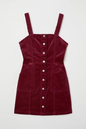 Bib Overall Dress - Burgundy/corduroy - Ladies | H&M US