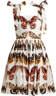 Dolce & Gabbana White Butterfly Print Mini Dress Spring