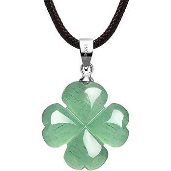 Amazon.com: iSTONE Four Leaf Clover Necklace,Made with Green Aventurine for Faith Hope Love and Luck 18 Inch Rope Chain St. Patrick's Day : Clothing, Shoes & Jewelry