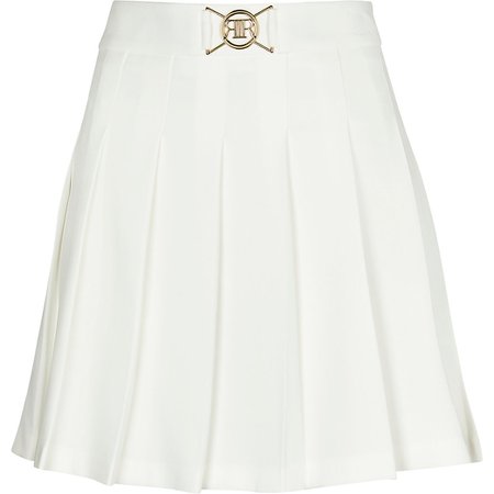 River Island White pleated mini skirt
