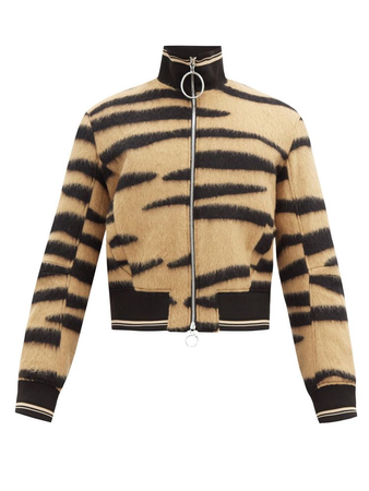 PACO RABANNE  Brushed tiger-jacquard wool-blend bomber jacket