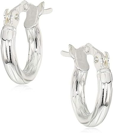 Amazon.com: Amazon Collection Sterling Silver 2mm x 10mm DC Click Top Hoop Earrings : Clothing, Shoes & Jewelry