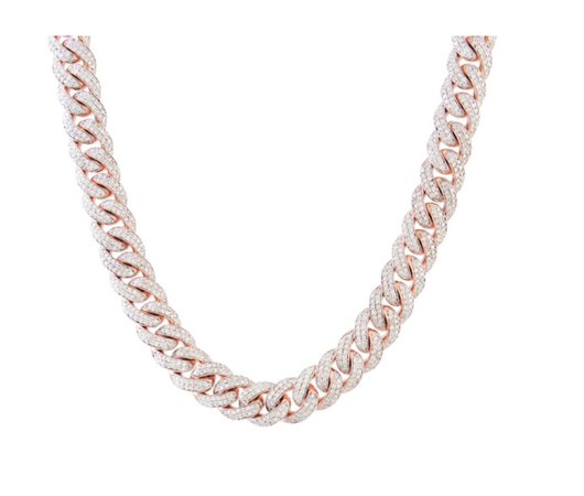 iced out rose gold cuban link chain bracelet