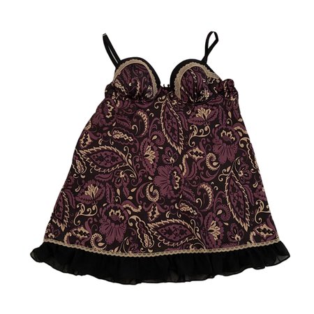 paisley pattern black + purple grunge satin bustier slip dress / top
