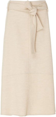 Belted Wool-Blend Midi Skirt Size: 0