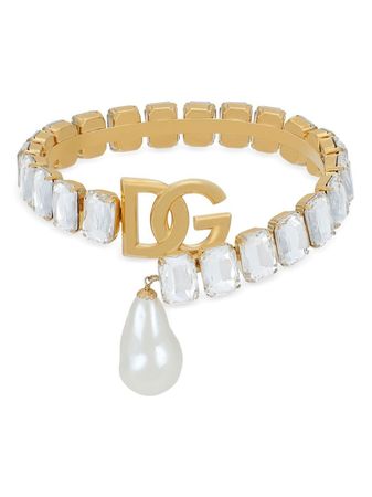 Dolce & Gabbana faux-pearl logo-lettering Choker - Farfetch