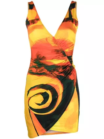 Louisa Ballou Sea Breeze V-neck Mini Dress - Farfetch