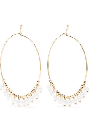 Mizuki | 14-karat gold pearl hoop earrings | NET-A-PORTER.COM