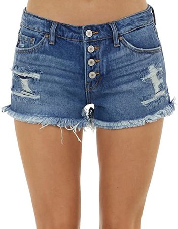 ZOLUCKY High Waisted Denim Shorts for Women, Jean Shorts for Summer, Stretchy Frayed Raw Hem Teen Girls Denim Shorts at Amazon Women’s Clothing store