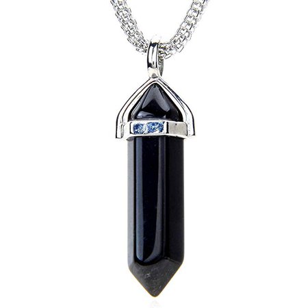 Gemstone Pendant Neclace (Black Obsidian)