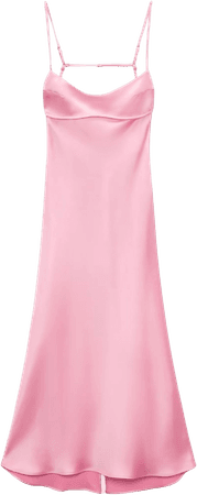 Zara pink satin midi dress