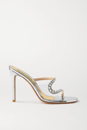 Ava Crystal-embellished Metallic Leather And Pvc Sandals - Silver