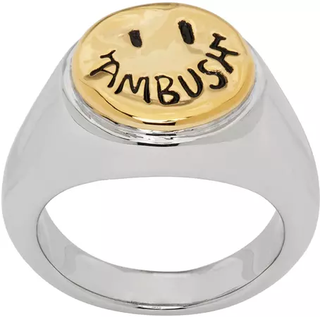 Silver & Gold Smiley Ring by AMBUSH on Sale