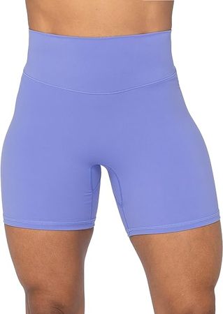 Sunzel 5" High Waist Biker Shorts for Women No Front Seam Soft Yoga Workout Gym Bike Shorts Tummy Control Squat Proof Purple at Amazon Women’s Clothing store