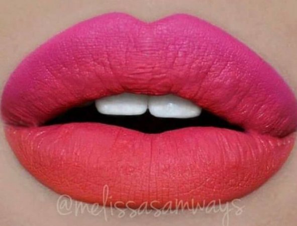 orange to pink ombré lipstick