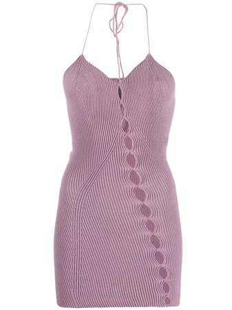 Isa Boulder ribbed-knit Halterneck Mini Dress - Farfetch