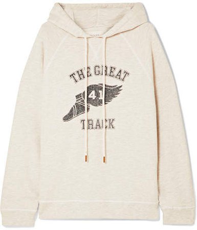 The Slouch Printed Cotton-blend Jersey Hoodie - Cream