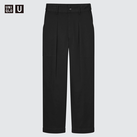 black wide pleated trousers