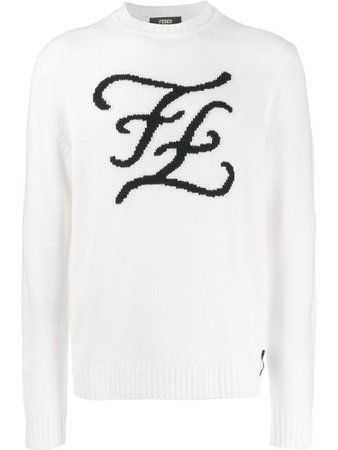 FENDI Karligraphy knitted crew neck sweater