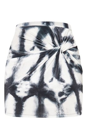Black Velvet Tie Dye Twist Front Mini Skirt | PrettyLittleThing USA