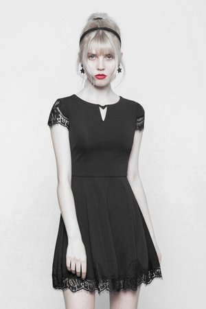 Anya Black Gothic Mini Dress by Punk Rave | Ladies Gothic