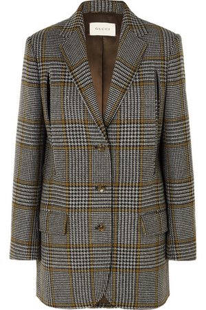Gucci | Cape-effect Prince of Wales checked wool-blend blazer | NET-A-PORTER.COM