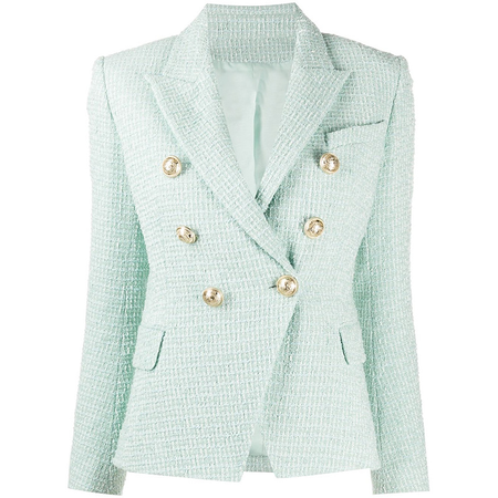 Tweed Mint Green Blazer Women Winter Spring New Women's Jackets Coat Slim Office Business Double-breasted Woven Woolen Blazers