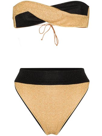 Oséree two-tone Bandeau Bikini Set - Farfetch