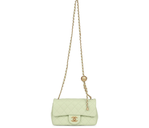 Chanel Chanel Pearl Crush Mini Rectangular Flap Bag Green Lambskin