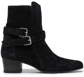 Buckle-detailed Suede Ankle Boots
