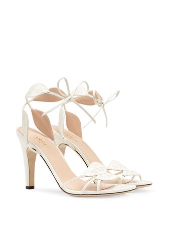 White Gucci Leaf Details Sandals | Farfetch.com