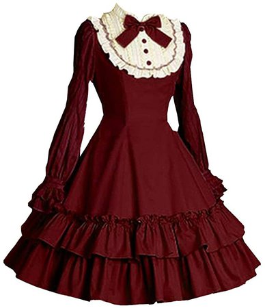 Amazon.com: I-Youth Women's Long Sleeves Multi Layers Classic Sweet Lolita Dress (XXL, Wine red): Clothing