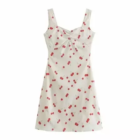Osion - Sleeveless Cherry Print Mini A-Line Dress | YesStyle