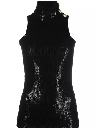 Balmain Sleeveless sequin-embellished Top - Farfetch