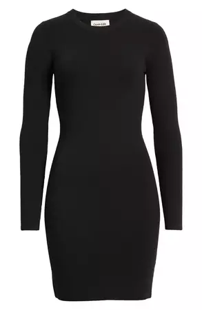 Open Edit Compact Long Sleeve Rib Sweater Dress | Nordstrom
