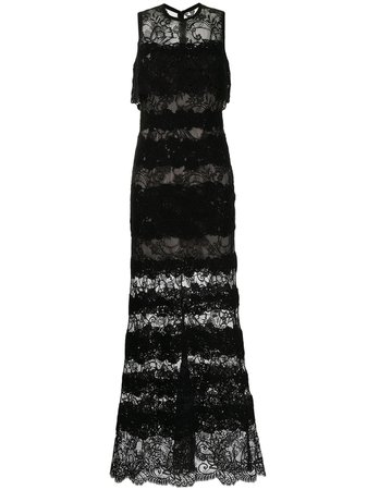 Elie Saab Macrame lace-panelled sleeveless gown - FARFETCH